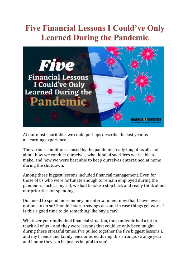 five financial lessons i could ve only learned