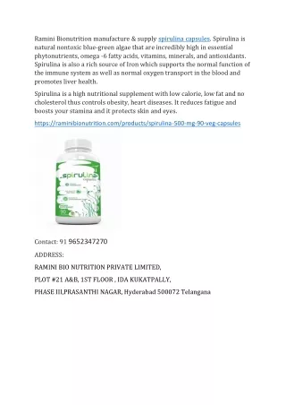 Spirulina Capsules manufacturers