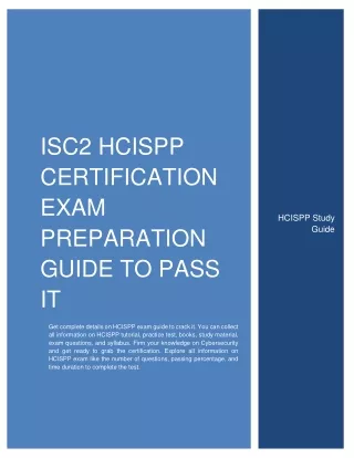 ISC2 HCISPP Certification Exam Preparation Guide to Pass It