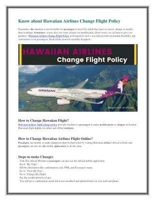 know about hawaiian airlines change flight policy
