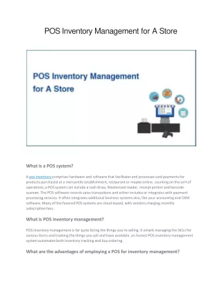 POS Inventory Management for A Store