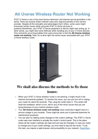 att uverse wireless router not working