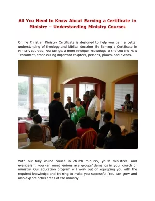 All You Need to Know About Earning a Certificate in Ministry – Understanding Ministry Courses