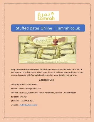 Stuffed Dates Online | Tamrah.co.uk