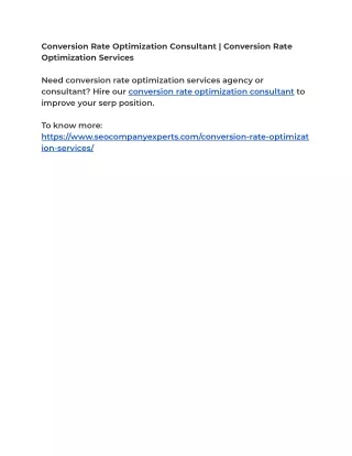 conversion rate optimization consultant