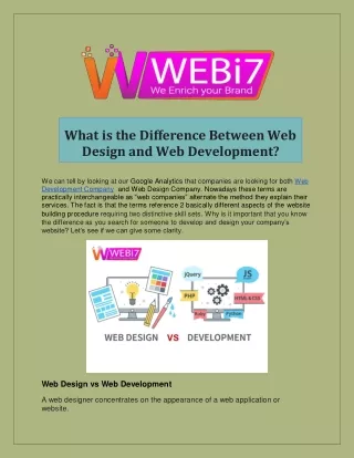 What is the Difference Between Web Design and Web Development?