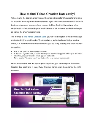 how to find yahoo creation date easily