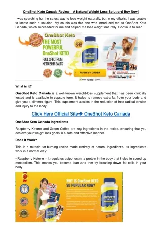 oneshot keto canada review a natural weight loss