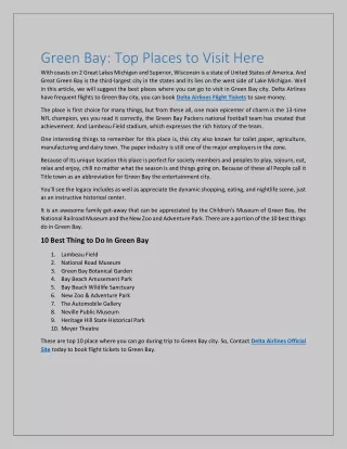 Green Bay Top Places to Visit Here