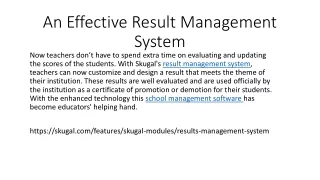 an effective result management system