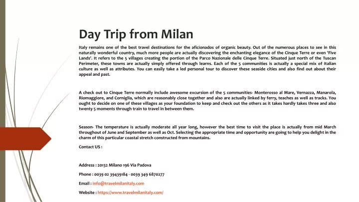 day trip from milan