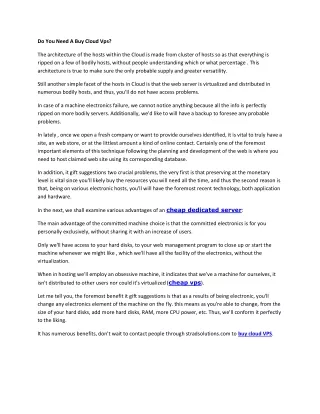 do you need a buy cloud vps