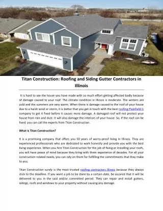 Titan Construction: Roofing and Siding Gutter Contractors in Illinois