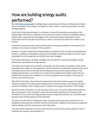 How are building energy audits performed?