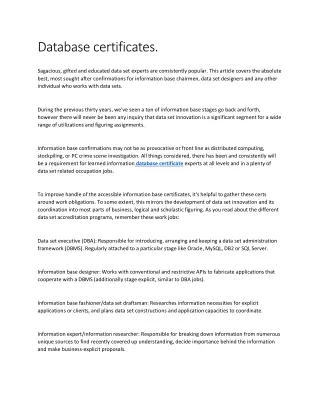 database certificates