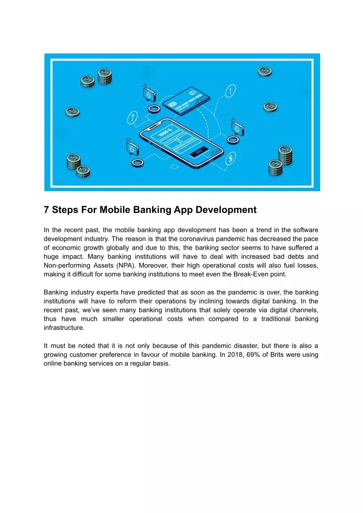 7 steps for mobile banking app development