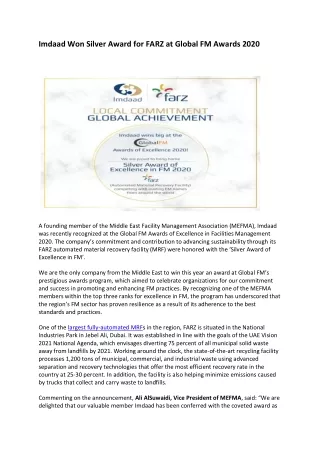 Imdaad Won Silver Award for FARZ at Global FM Awards 2020