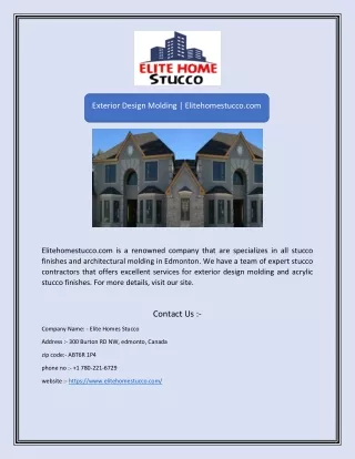 Exterior Design Molding | Elitehomestucco.com