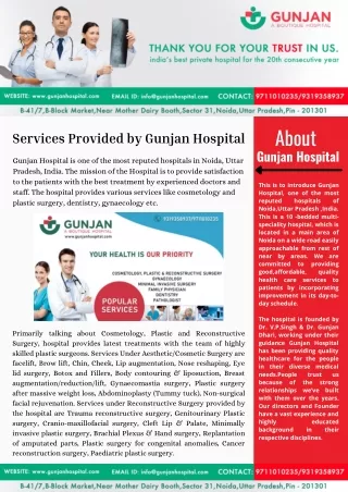 Best Hospital in Noida | Services provided by gunjan hospital