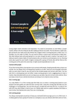 Connect people to join the running group & lose weight