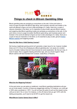 things to check in bitcoin gambling sites