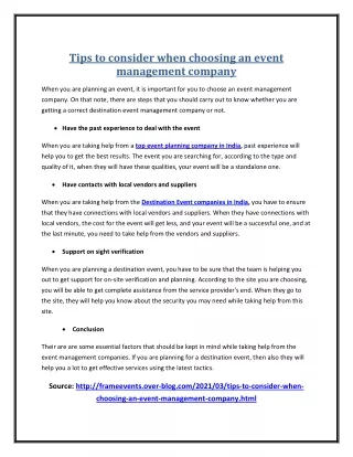 tips to consider when choosing an event