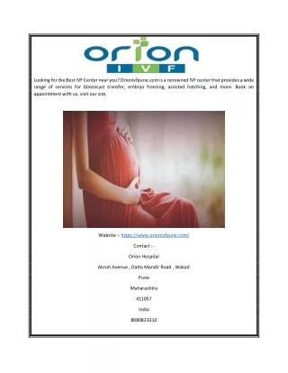Best IVF Center Near Me | Orionivfpune.com