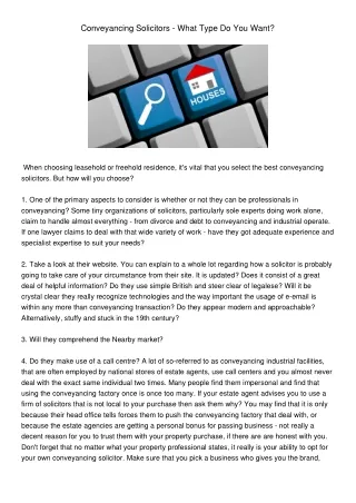 conveyancing solicitors what type do you want