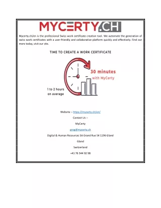 Swiss Work Certificate Creation Tool | Mycerty.ch/en
