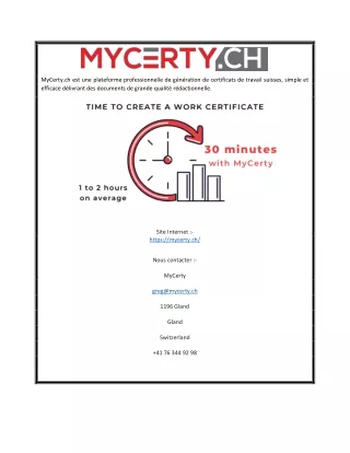 Solution de création automatisée de certificats de travail suisses | MyCerty.ch