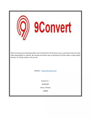 Easy Free Youtube Video Downloader Online | 9convert.com