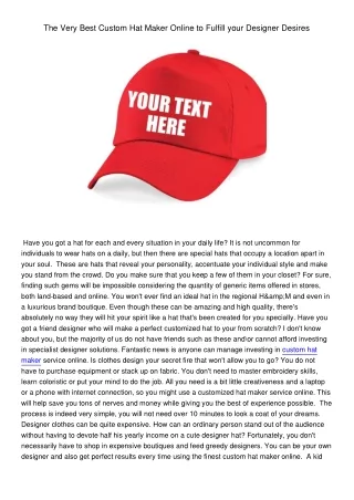 the very best custom hat maker online to fulfill