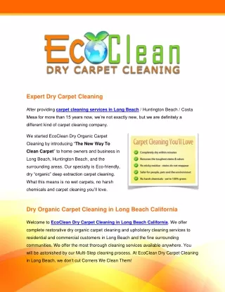 Organic Dry Carpet Cleaning Long Beach CA