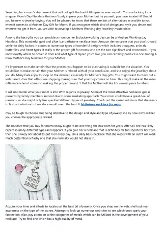 So You've Bought mothers day necklace ... Now What?