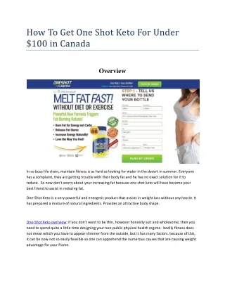 One Shot Keto: How to Get under $100 in Canada