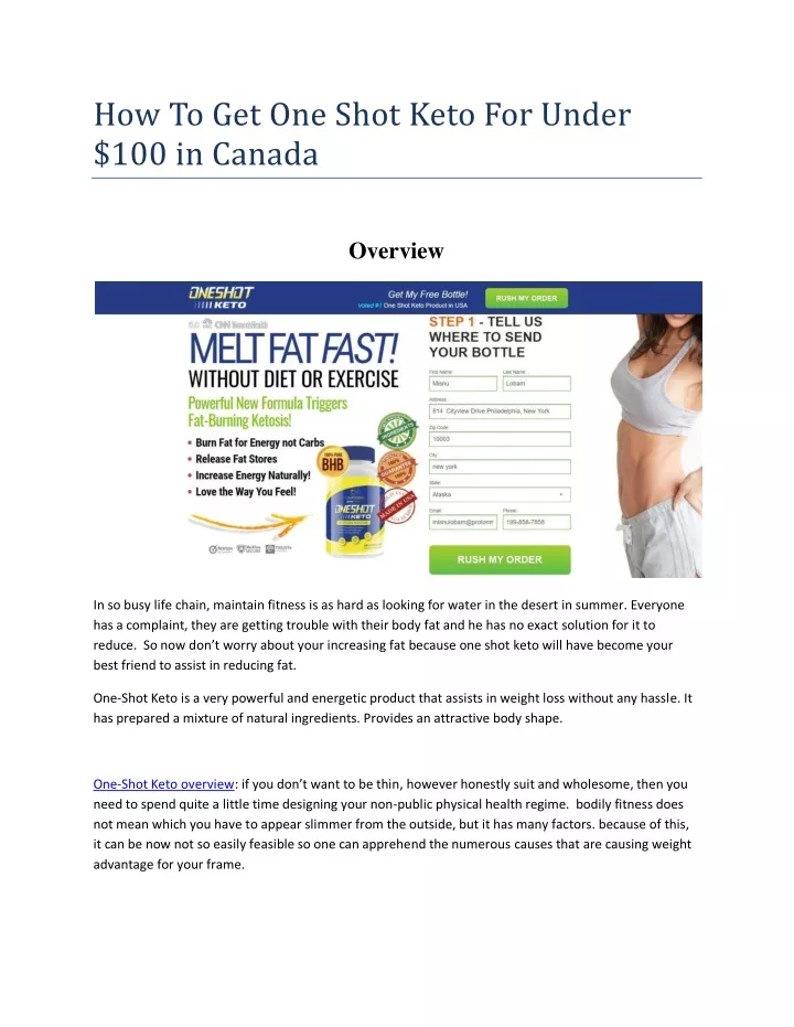how to get one shot keto for under 100 in canada
