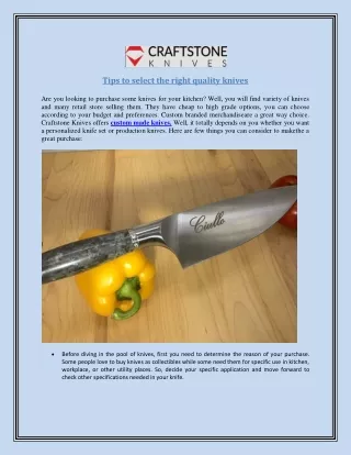 tips to select the right quality knives