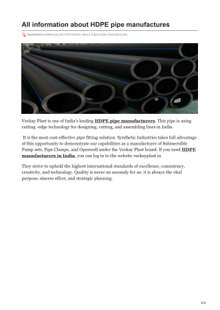 hdpe pipes manufacturers in India
