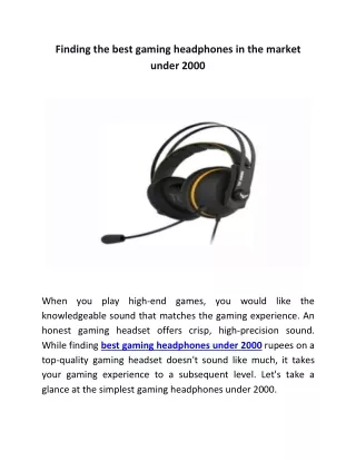 Finding the best gaming headphones in the market under 2000.
