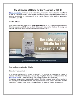 The Utilization of Ritalin for the Treatment of ADHD