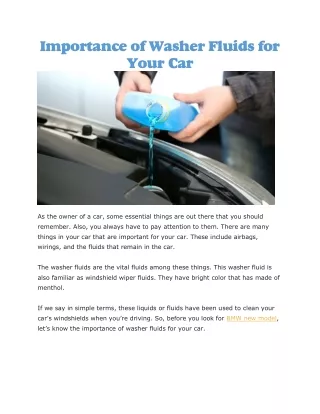 importance of washer fluids for your car