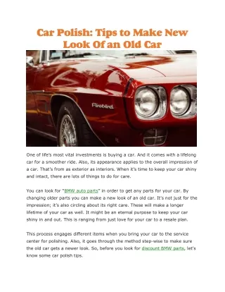 car polish tips to make new look of an old car