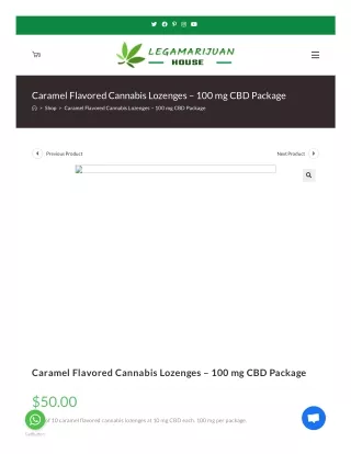 Buy Caramel Flavored Cannabis Lozenges - 100 mg CBD Package
