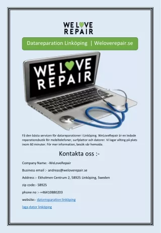 Datareparation Linköping  | Weloverepair.se