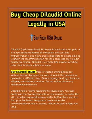 Buy Cheap Dilaudid Online Legally in USA