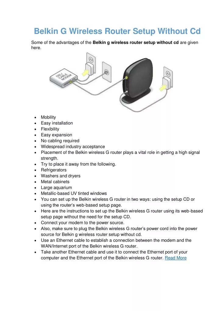 belkin g wireless router setup without cd