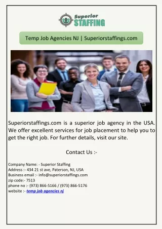 Temp Job Agencies NJ | Superiorstaffings.com