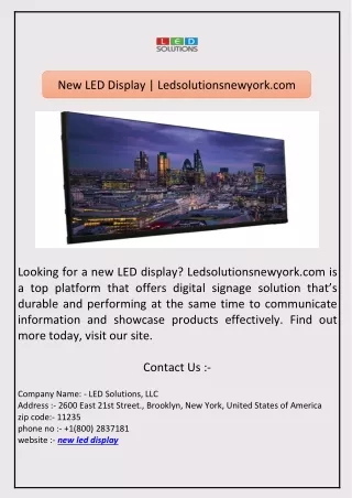 New LED Display | Ledsolutionsnewyork.com