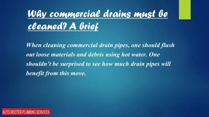 why commercial drains must be cleaned a brief