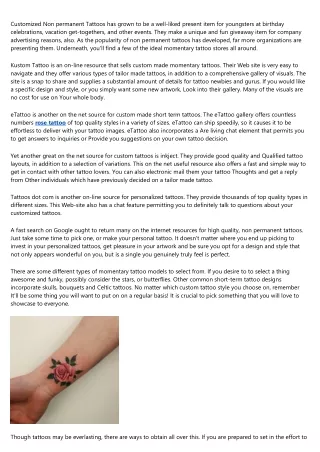 customized non permanent tattoos has grown
